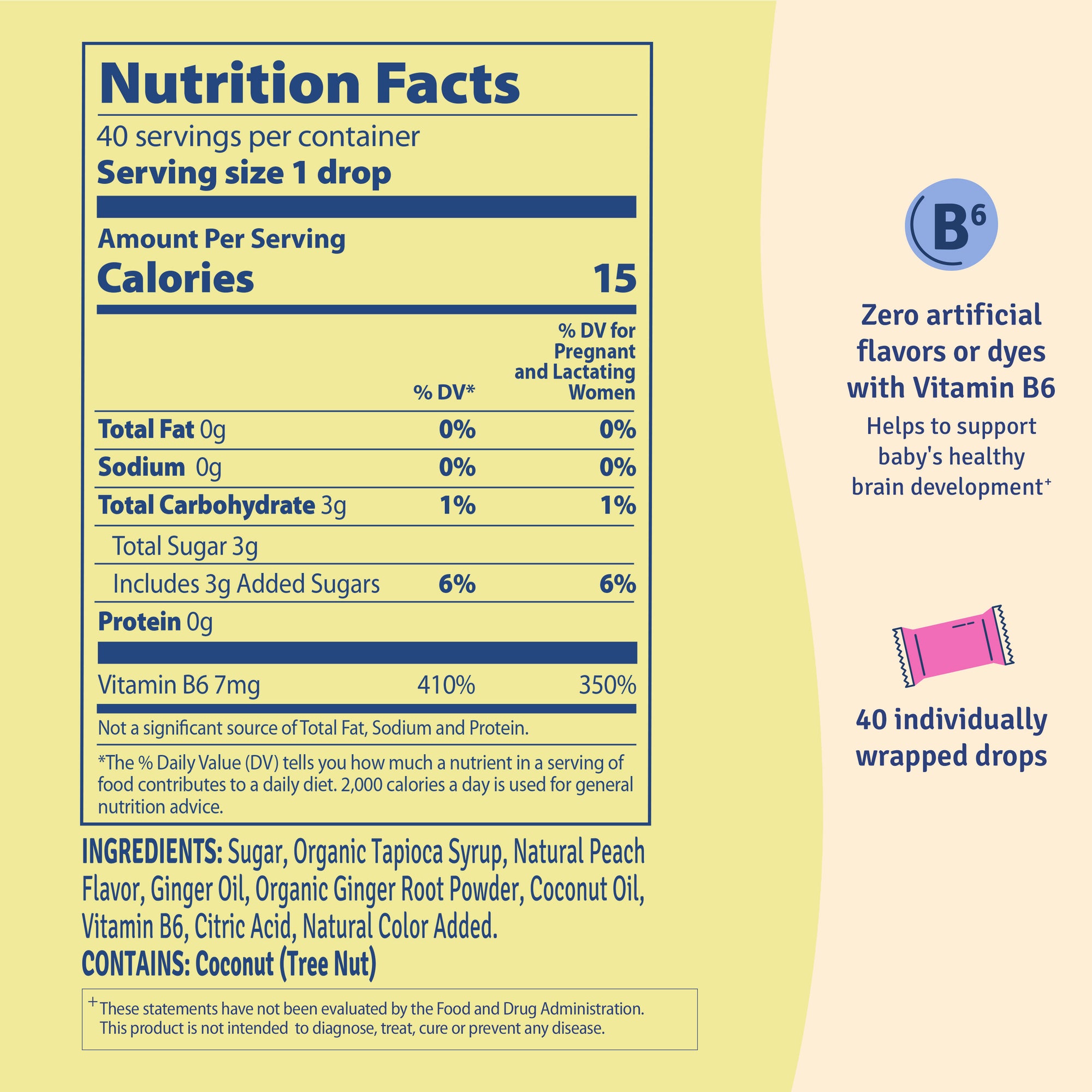 Sweetie Pie Organics Peach Ginger - Nutrition Facts Label