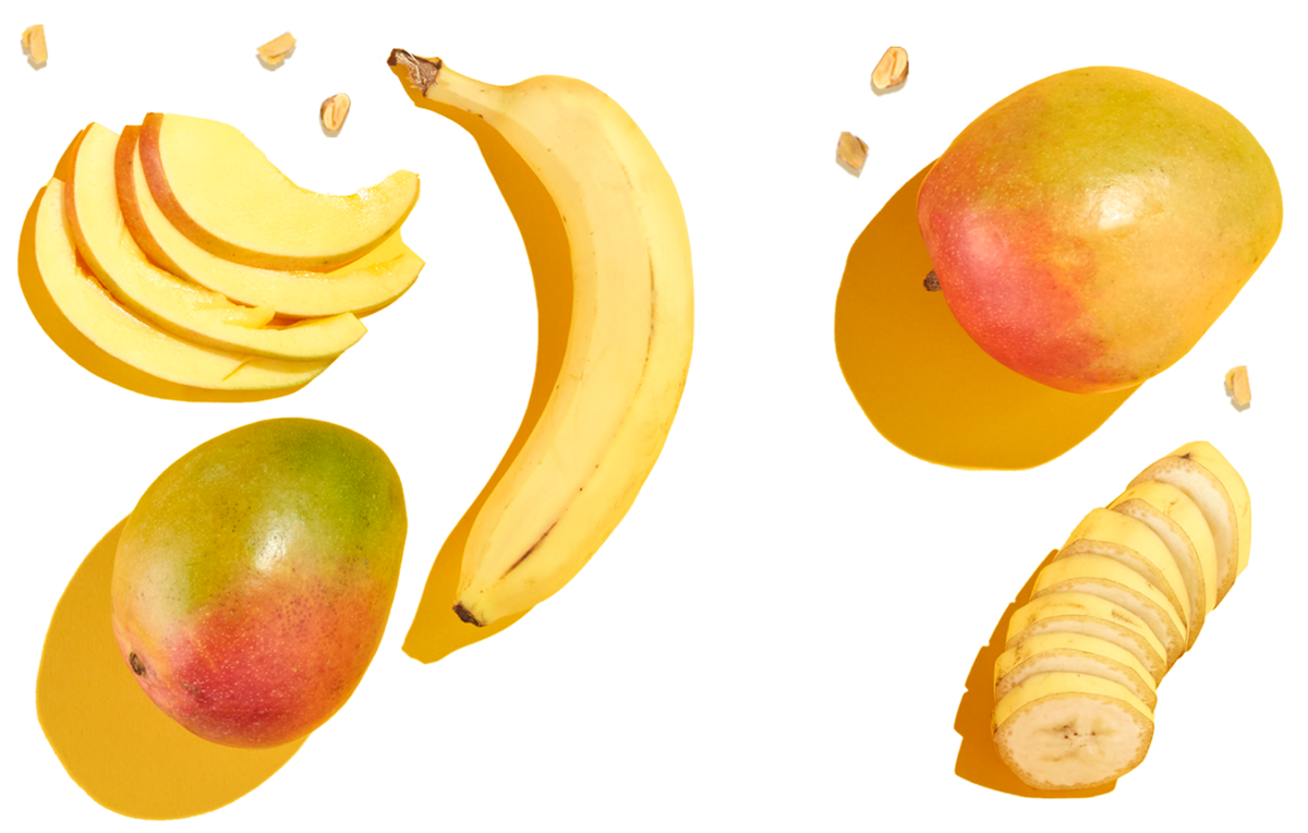image of fresh mango, banana and fenugreek 