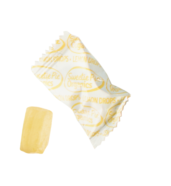 Image of Sweetie Pie Organics Lemon Nausea Relief Drop Wrapped and Unwrapped